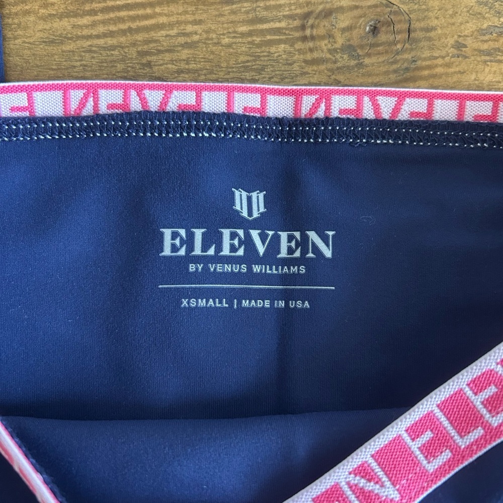 ELEVEN By Venus Williams Blue Leggings with pink elastic logo trim NWT Sz XS - Picture 11 of 11